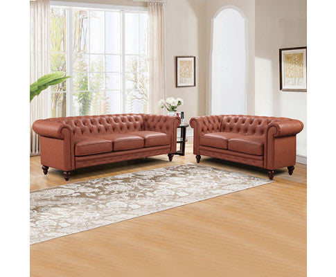 Shiloah 3 + 2 Seater Pu Leather Sofa Lounge Set - Brown