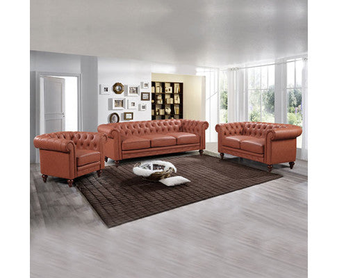 SHILOAH 3 + 2 S+ 1 SEATER PU LEATHER  SOFA  LOUNGE SET - BROWN