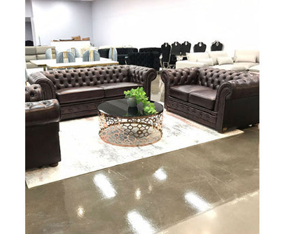 ALONDRA 3+2+1 SEATER GENUINE LEATHER SOFA LOUNGE SET - BROWN