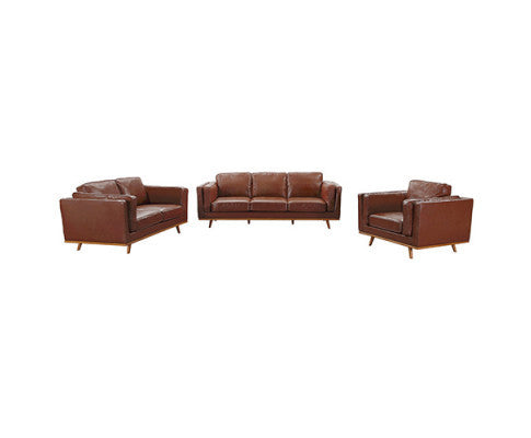 NAILAH 3 + 2 +1 SEATER LEATHERETTE  SOFA  LOUNGE SET - BROWN