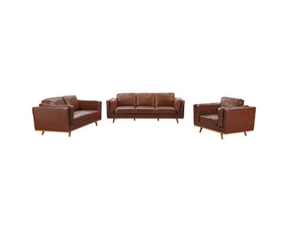 NAILAH 3 + 2 SEATER LEATHERETTE  SOFA  LOUNGE SET - BROWN