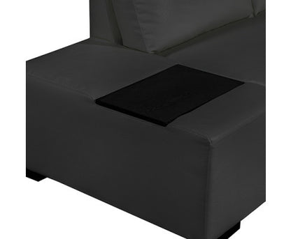 ELOWEN BONDED LEATHER U-SHAPED SOFA WITH RIGHT CHAISE LOUNGE SUITE - BLACK