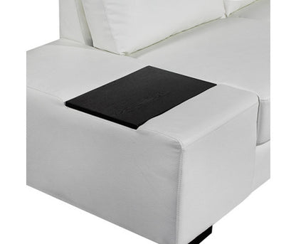 ELOWEN BONDED LEATHER U-SHAPED SOFA WITH RIGHT CHAISE LOUNGE SUITE - WHITE