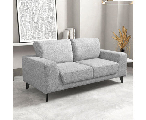 HOLPER 2 SEATER LINEN FABRIC SOFA - BLACK