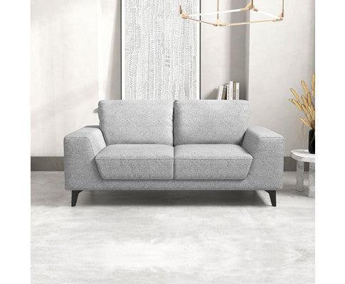 HOLPER 2 SEATER LINEN FABRIC SOFA - BLACK