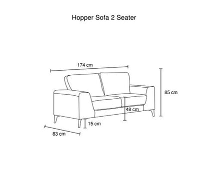 HOLPER 2 SEATER LINEN FABRIC SOFA - BLACK