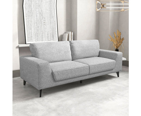 HOLPER 3 SEATER LINEN FABRIC SOFA - BLACK
