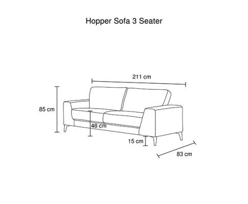 HOLPER 3 SEATER LINEN FABRIC SOFA - BLACK