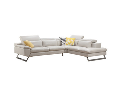 MARLOWE LEATHERETTE  CORNER SOFA LOUNGE CHAISE LOUNGE SUITE - WHITE