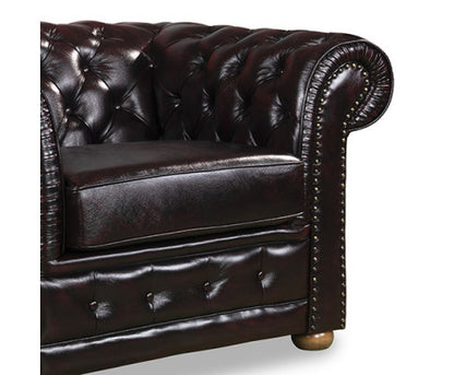 ALONDRA SINGLE SEATER GENUINE LEATHER SOFA - BROWN