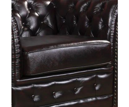 ALONDRA SINGLE SEATER GENUINE LEATHER SOFA - BURGANDY