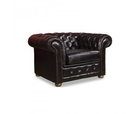 Alondra Single Seater Genuine Leather Sofa - Burgandy