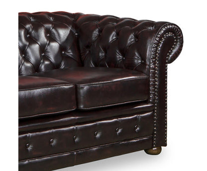 ALONDRA 2 SEATER GENUINE LEATHER SOFA - BURGANDY
