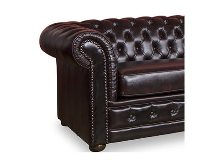 ALONDRA 2 SEATER GENUINE LEATHER SOFA - BURGANDY