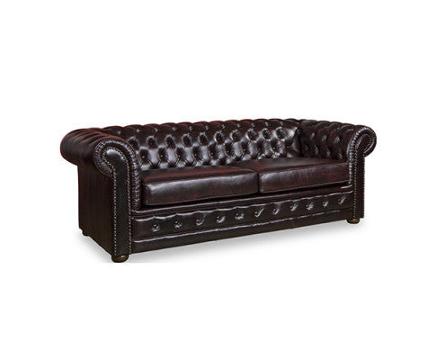 Alondra 3 Seater Genuine Leather Sofa - Burgandy