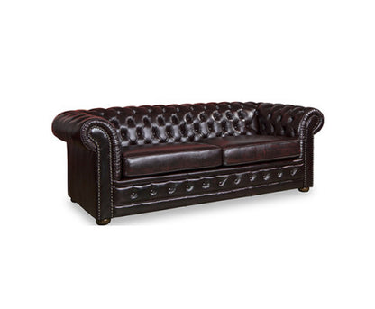 ALONDRA 3 SEATER GENUINE LEATHER SOFA - BURGANDY