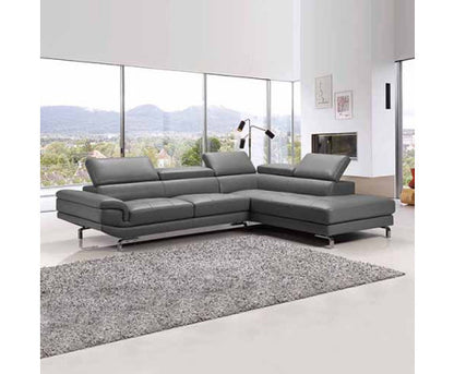 ZAVIAN LEATHERETTE CORNER SOFA WITH RIGHT-HAND CHAISE - GREY