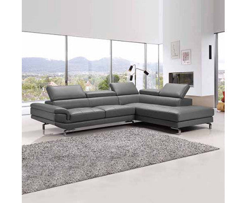 ZAVIAN LEATHERETTE CORNER SOFA WITH RIGHT-HAND CHAISE - GREY