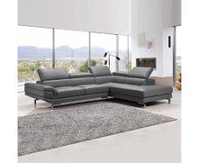 ZAVIAN LEATHERETTE CORNER SOFA WITH RIGHT-HAND CHAISE - GREY