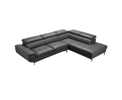 ZAVIAN LEATHERETTE CORNER SOFA WITH RIGHT-HAND CHAISE - GREY