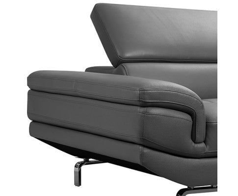 ZAVIAN LEATHERETTE CORNER SOFA WITH RIGHT-HAND CHAISE - GREY