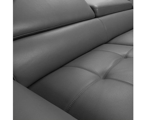 ZAVIAN LEATHERETTE CORNER SOFA WITH RIGHT-HAND CHAISE - GREY