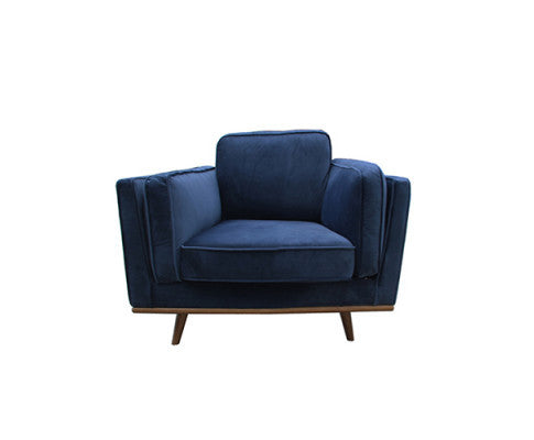 Nailah Single Seater Fabric Sofa - Blue