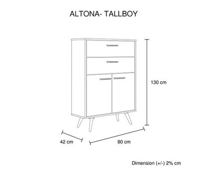 DAMIANE 4 DRAWER TALLBOY - NATURAL WOOD