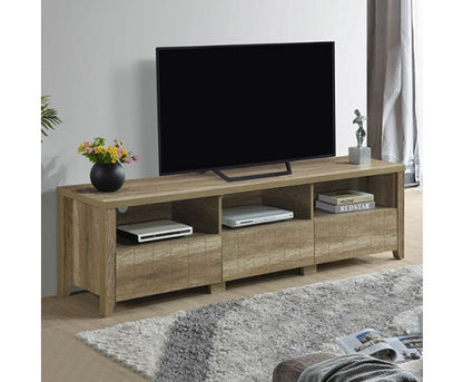 ALVARRO 3 SHELVES/ 2 DRAWER TV ENTERTAINMENT UNIT - OAK