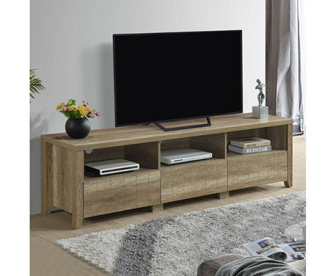 ALVARRO 3 SHELVES/ 2 DRAWER TV ENTERTAINMENT UNIT - OAK