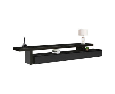 ZENOBIA 3 DRAWER EXTENDABLE TV ENTERTAINMENT UNIT - HIGH GLOSS BLACK