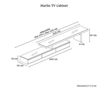 ZENOBIA 3 DRAWER EXTENDABLE TV ENTERTAINMENT UNIT - HIGH GLOSS BLACK