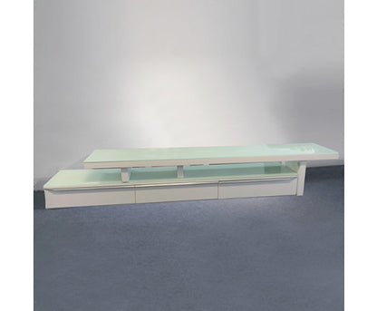 OSMOND ADJUSTABLE TV ENTERTAINMENT UNIT - 450(H) X 2800-4200(W) X 450(D) - HIGH GLOSS  WHITE