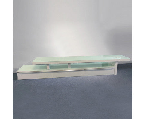 OSMOND ADJUSTABLE TV ENTERTAINMENT UNIT - 450(H) X 2800-4200(W) X 450(D) - HIGH GLOSS  WHITE
