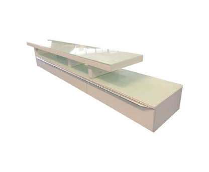 OSMOND ADJUSTABLE TV ENTERTAINMENT UNIT - 450(H) X 2800-4200(W) X 450(D) - HIGH GLOSS  WHITE