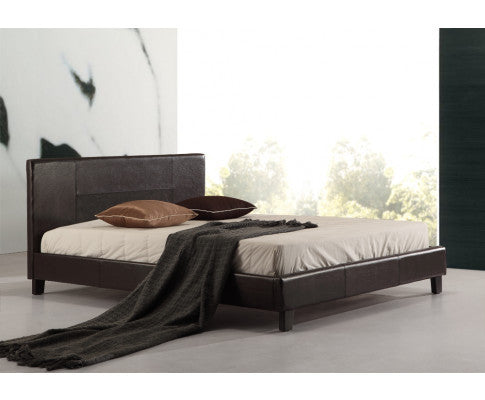 QUEEN MORRILTON LEATHERETTE BED FRAME - BROWN