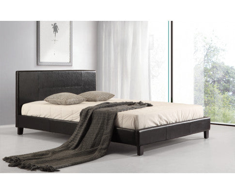 DOUBLE MORRILTON LEATHERETTE BED FRAME - BLACK