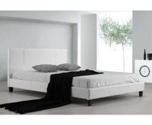 QUEEN KERVY LEATHER BED - WHITE
