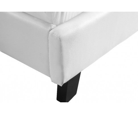 QUEEN KERVY LEATHER BED - WHITE