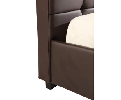 QUEEN ALBERIO PU LEAHTER  DELUXE BED - BROWN