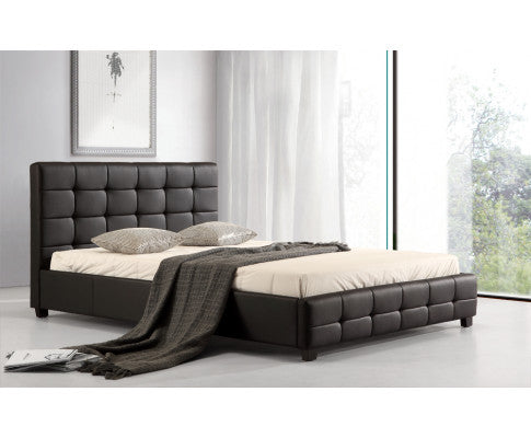 QUEEN DELUXE LEATHERETTE BED FRAME - BLACK