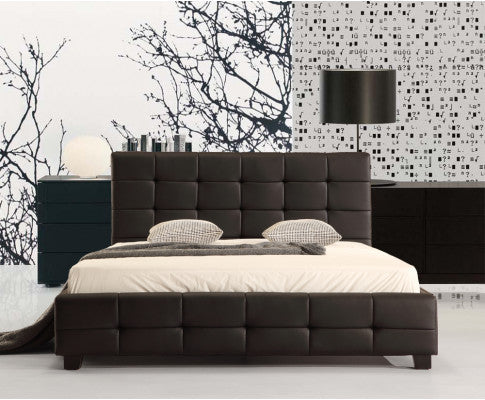 QUEEN DELUXE LEATHERETTE BED FRAME - BLACK