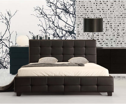 QUEEN DELUXE LEATHERETTE BED FRAME - BLACK