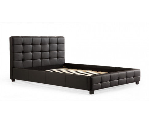 QUEEN DELUXE LEATHERETTE BED FRAME - BLACK