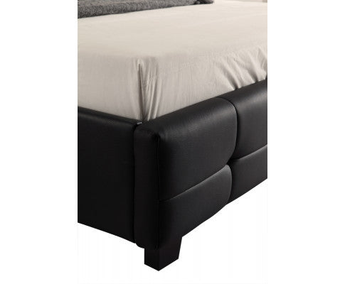 QUEEN DELUXE LEATHERETTE BED FRAME - BLACK