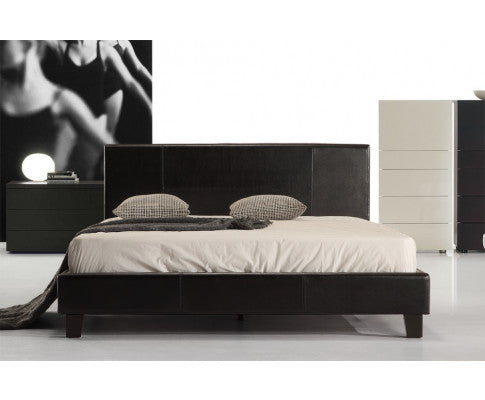 QUEEN ACHIRD LEATHER BED - BLACK