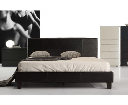 QUEEN ACHIRD LEATHER BED - BLACK