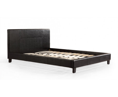 QUEEN ACHIRD LEATHER BED - BLACK