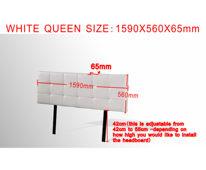 SWARZ (V63-768265)  QUEEN  DELUXE  LEATHERETTE HEADBOARD BEDHEAD - WHITE