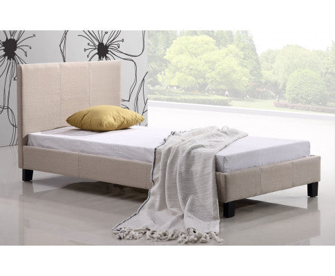 SINGLE HARLEY FABRIC BED - BEIGE